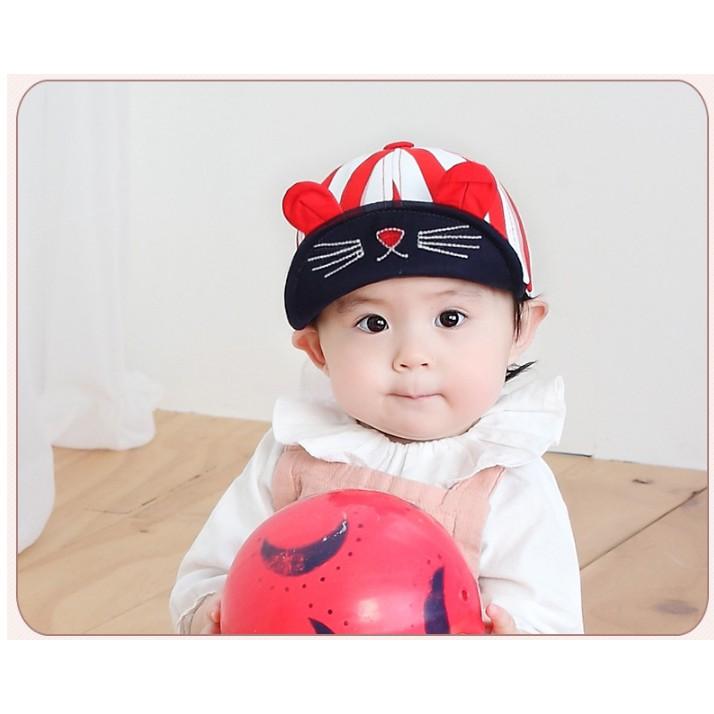 Mũ lưỡi trai cho bé trai và bé gái mẫu kẻ tai mèo