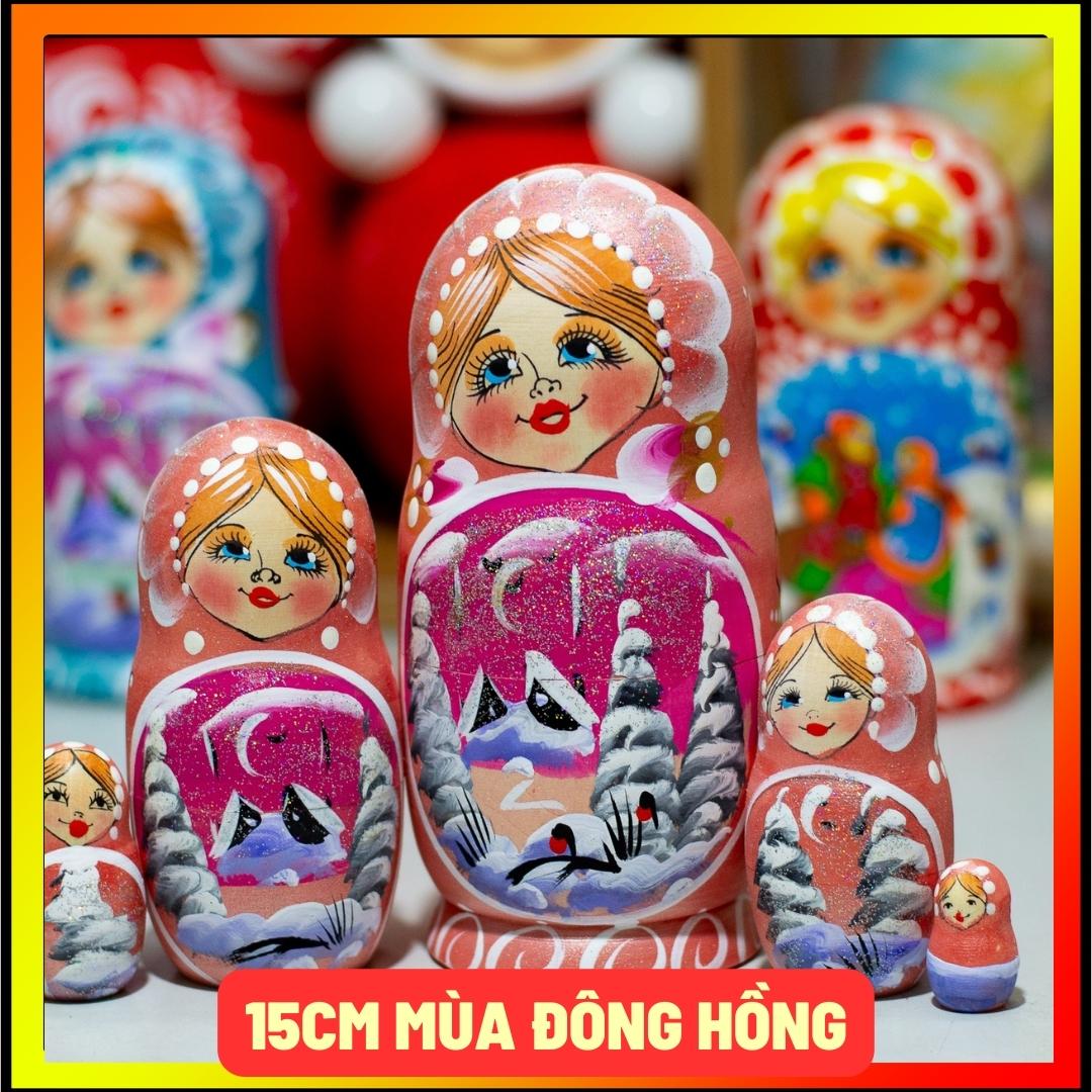 BỘ BÚP BÊ NGA 5 LỚP SIZE 15CM "PHONG CẢNH MÙA ĐÔNG" NHIỀU MÀU