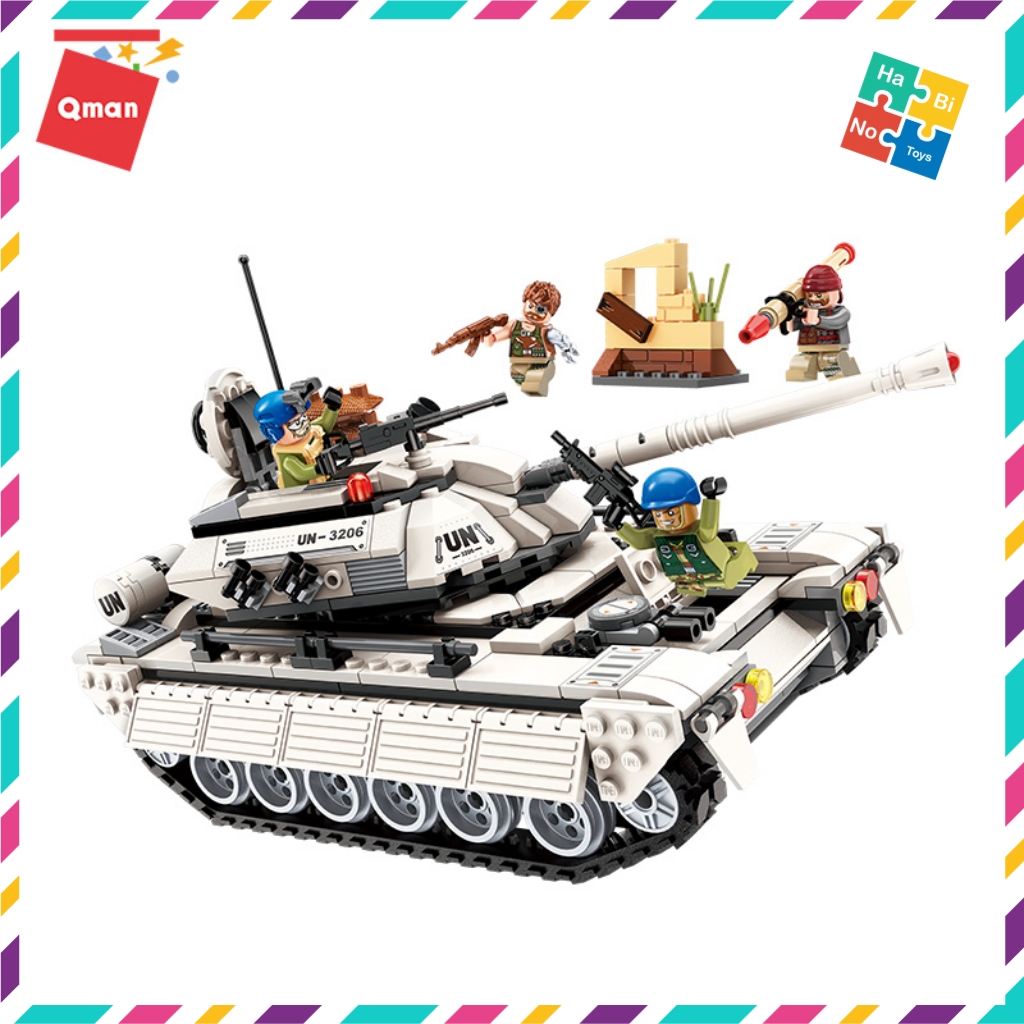 Bộ Đồ Chơi Xếp Hình Thông Minh Lego Quân Sự Qman Xe Tăng Trắng 3206 Cho Trẻ Từ 6 Tuổi 430 Mảnh Ghép