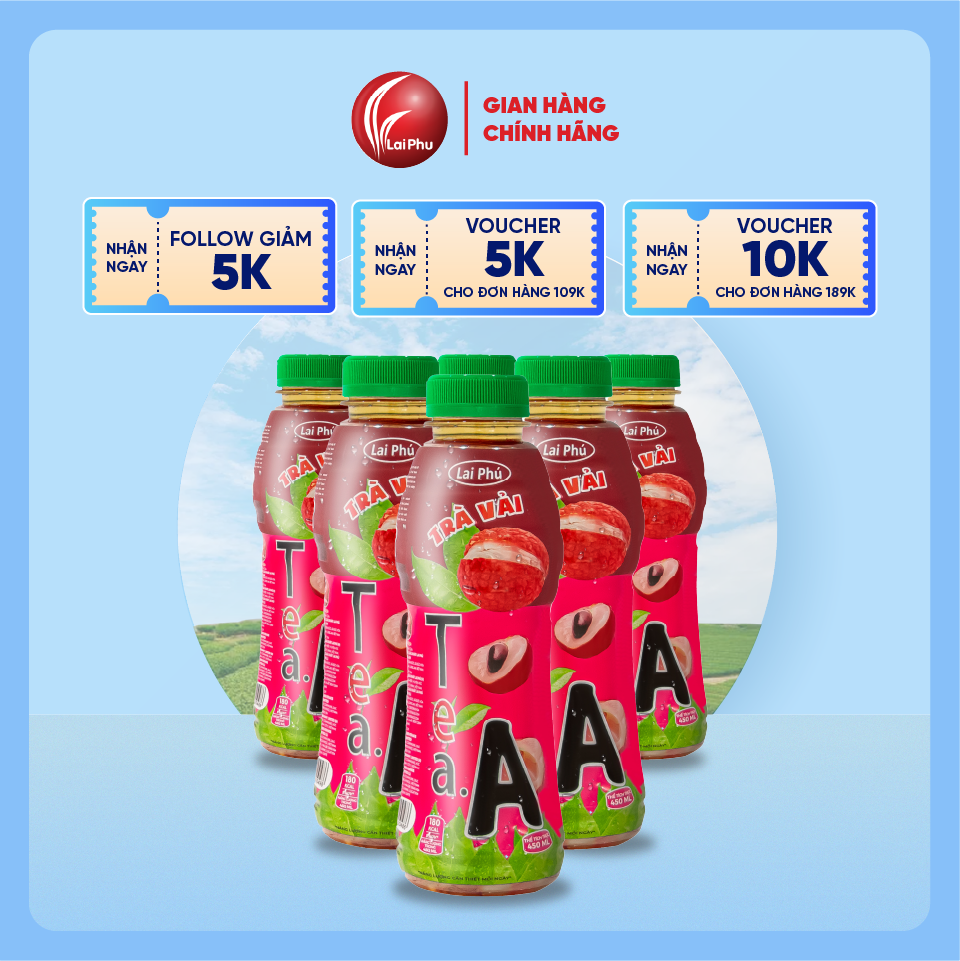 Trà Vải Tea A Chai 450ml - Thùng 24 Chai