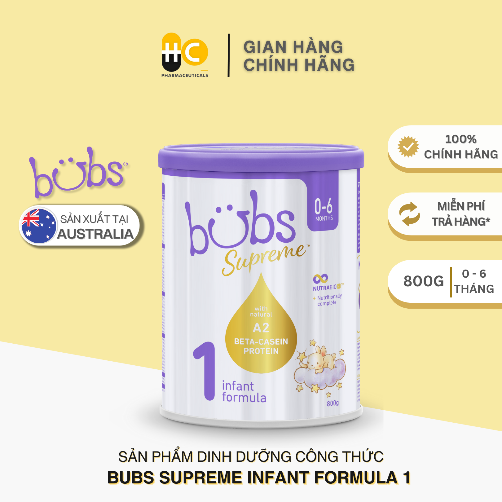 Sản phẩm dinh dưỡng công thức dành cho trẻ từ 0-6 tháng tuổi: Bubs Supreme Infant Formula 1
