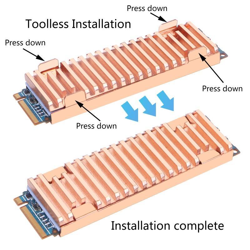 Bộ Tản Nhiệt Bằng Đồng Nguyên Chất Cho M.2 NGFF PCI-E NVME M2 SSD Tản Nhiệt 70x23mm