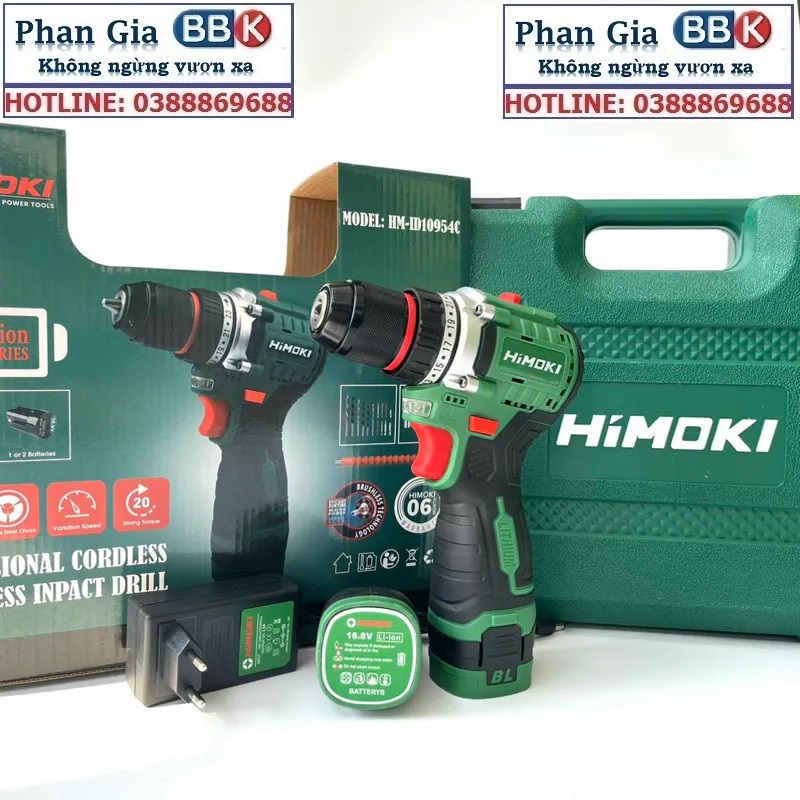 Máy Khoan Pin HIMOKI 16.8V - 3 Chức Năng - Khoan gỗ, Khoan tường - Motor 100% Dây Đồng - Bảo Hành 12 Tháng