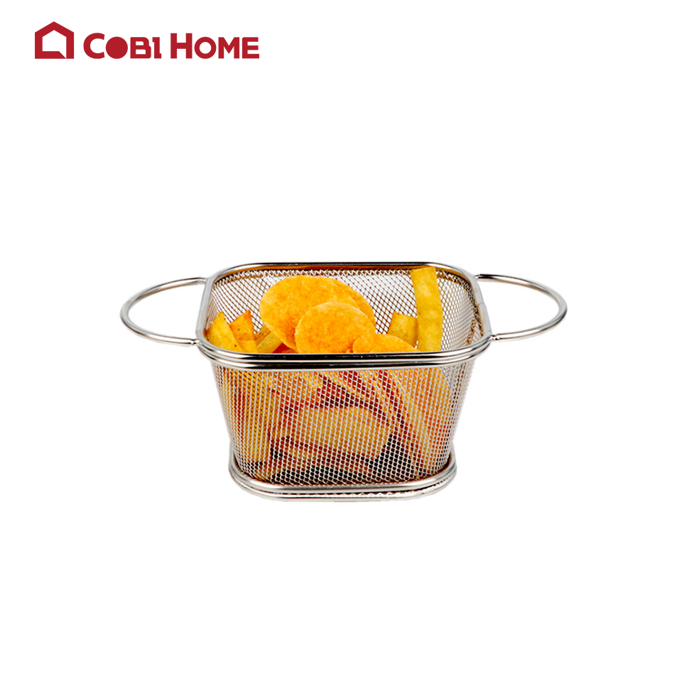 Rổ đựng đồ chiên, nhúng bằng thép không gỉ 304 - có 2 kiểu tay cầm