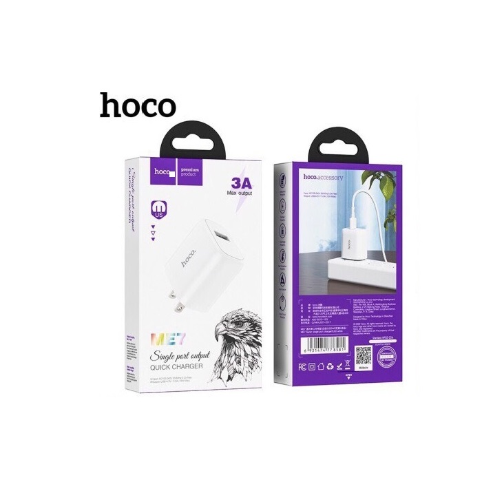 Cốc Sạc Nhanh Dành Cho Hoco. ME7 3A 1 Cổng USB 15W Hàng Chính Hãng