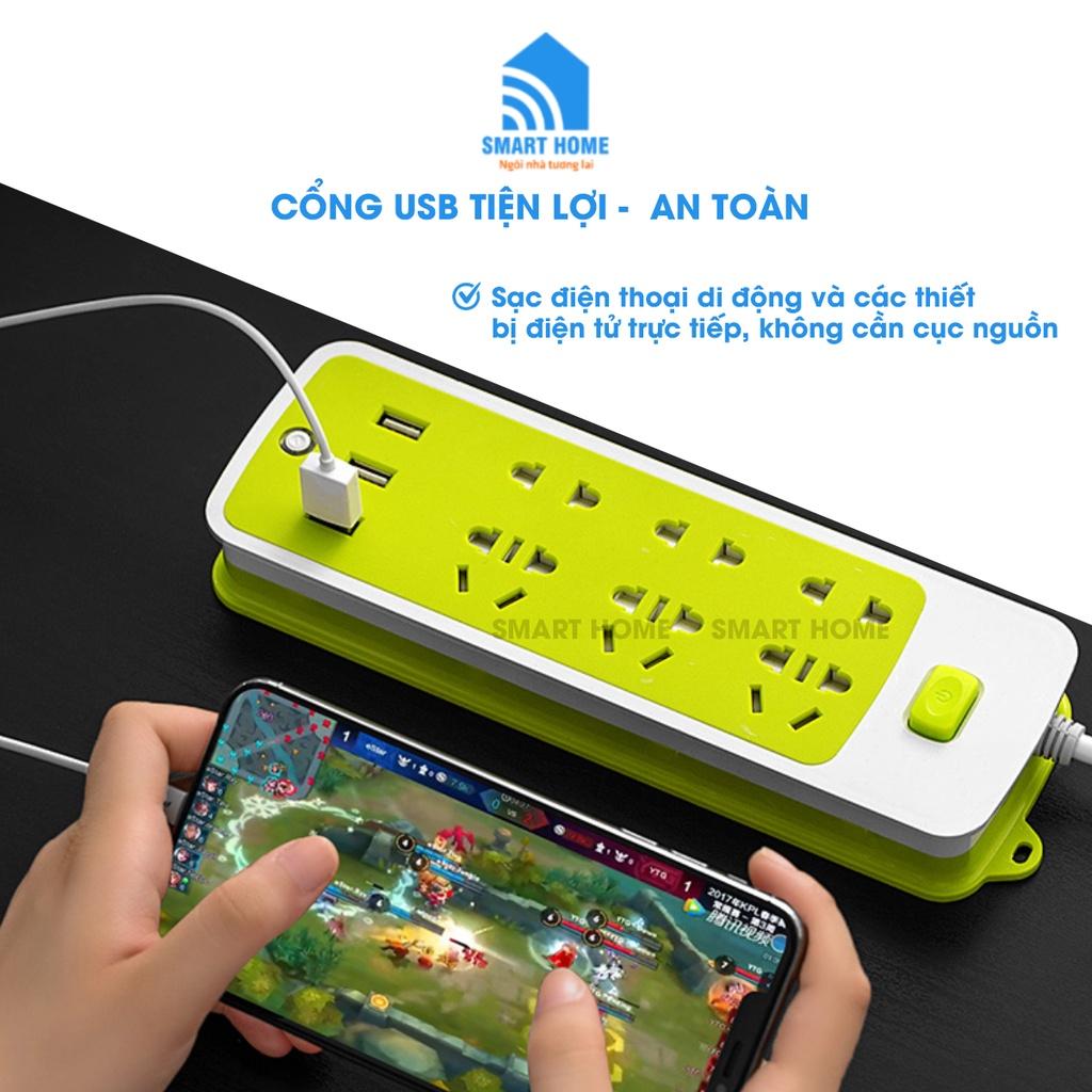 Ổ Cắm Điện Đa Năng Chống Giật, Ổ Cắm Điện Thông Minh Có 6 Ổ Điện, 3 Cổng USB Dây Dài Lên Đến 4.5m