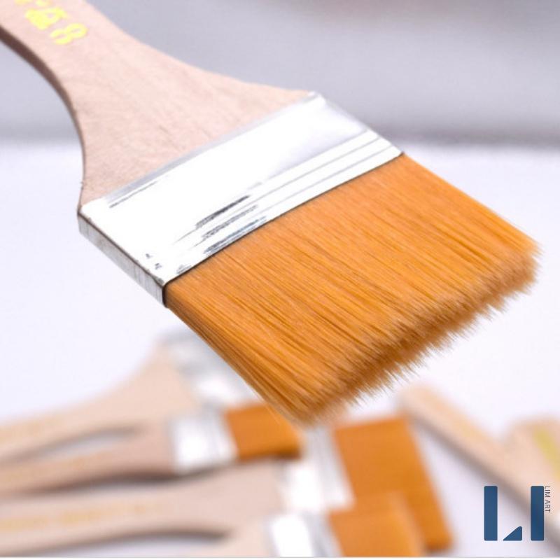 Cọ vẽ cán gỗ bản lớn nhiều size, panhxo chổi vẽ, panh xô chuyên dụng màu nước, acrylic, sơn dầu,...