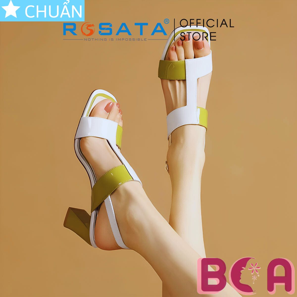 Giày xăng đan nữ hở mũi cao 7 phân RO662 ROSATA tại BCASHOP phối màu độc đáo, tạo nét thanh lịch và thời trang