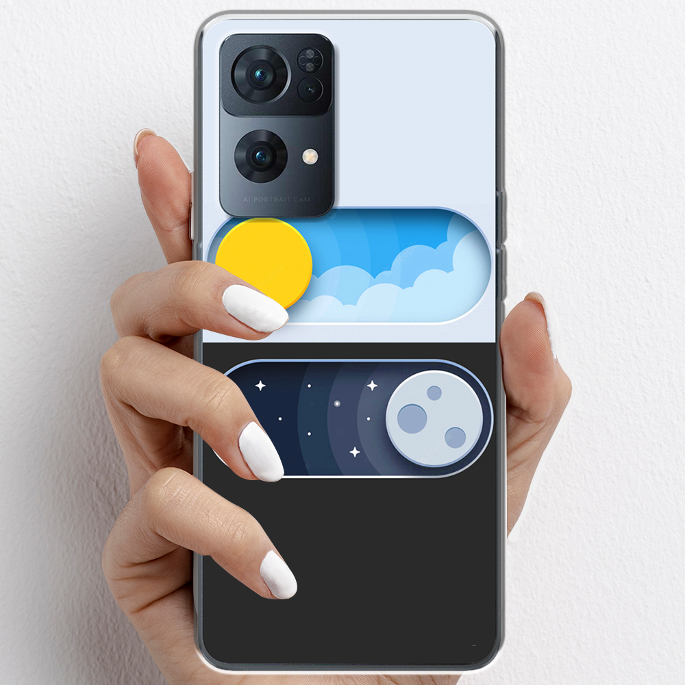 Ốp lưng cho Oppo Reno7 Pro  nhựa TPU mẫu Ngày đêm
