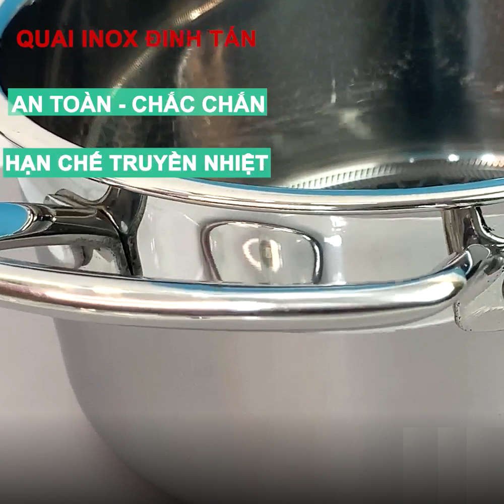 Bộ 4 nồi và  1 chống dính BlackCube 3 lớp đáy liền inox 304 Fivestar Plus nắp kính công nghệ chống trầy xước, dùng được mọi bếp