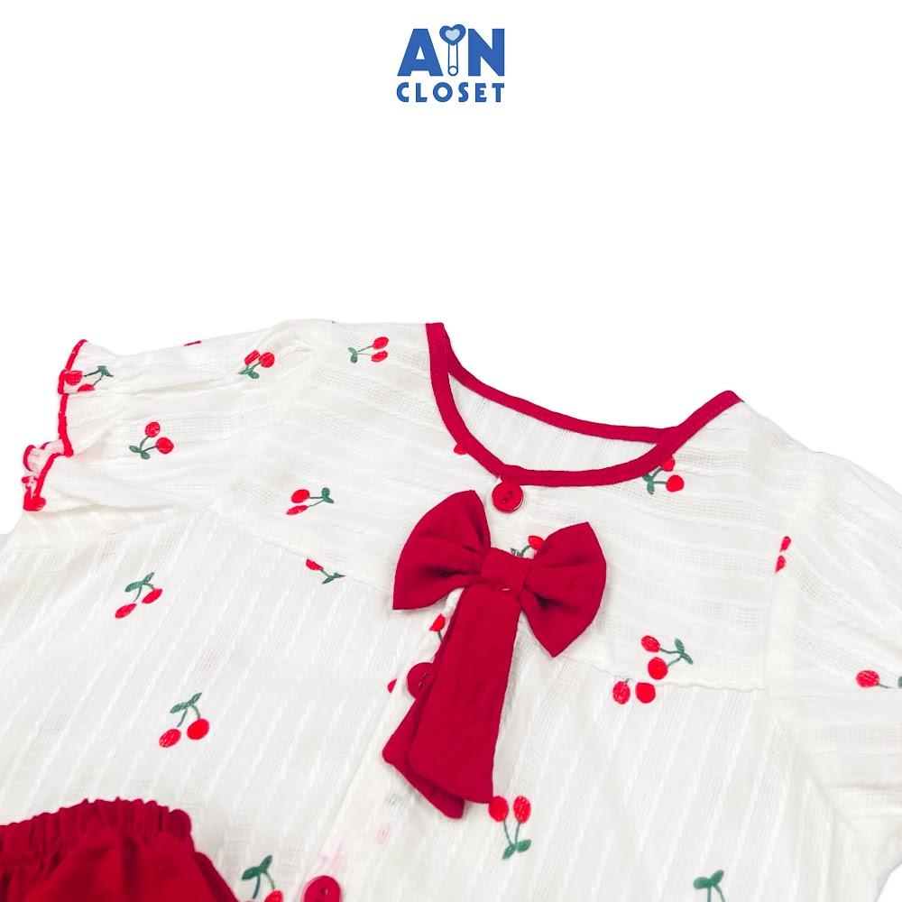 Bộ quần áo lửng bé gái họa tiết Cherry Nơ đỏ cotton - AICDBT6UGKDJ - AIN Closet