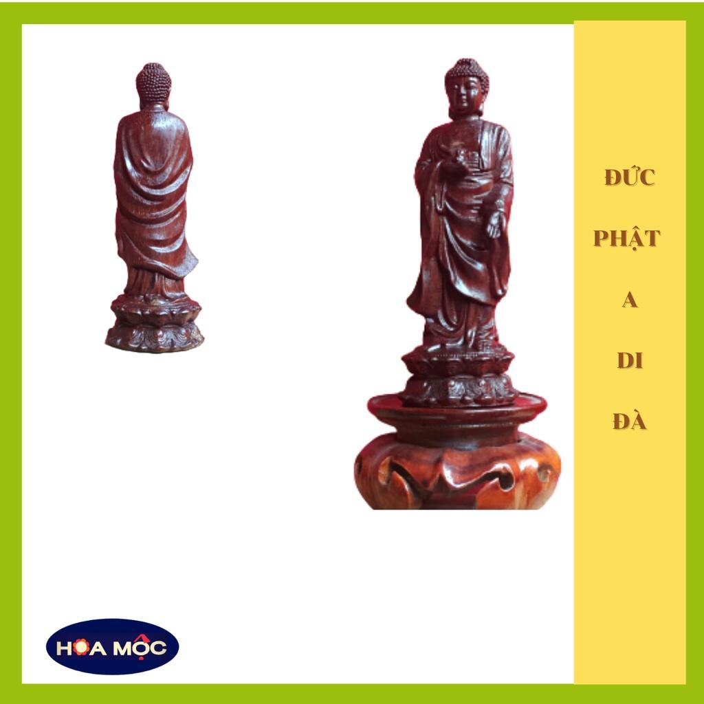 Tượng Phật A Di Đà Bằng gỗ Quý Trắc, Gõ, Mun, Cẫm, Hương. Cao 15cm. Tượng để xe ô tô, thờ phụng, trang trí