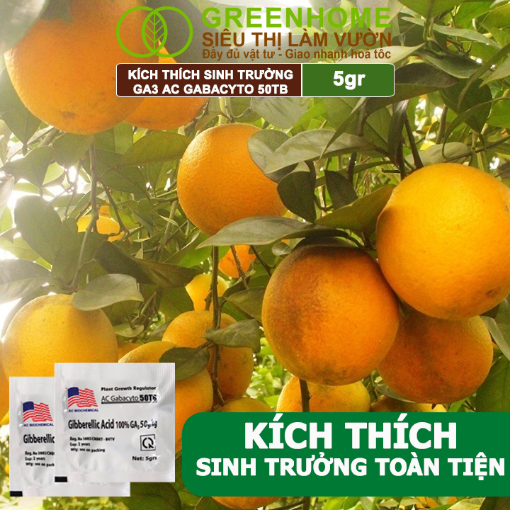 Phân Bón Lá GA3 Greenhome, 40TB, Viên 5gr, Dạng Sủi Tiết Kiệm, Thúc Đẩy Ra Đọt, Bông Lớn, Trái To