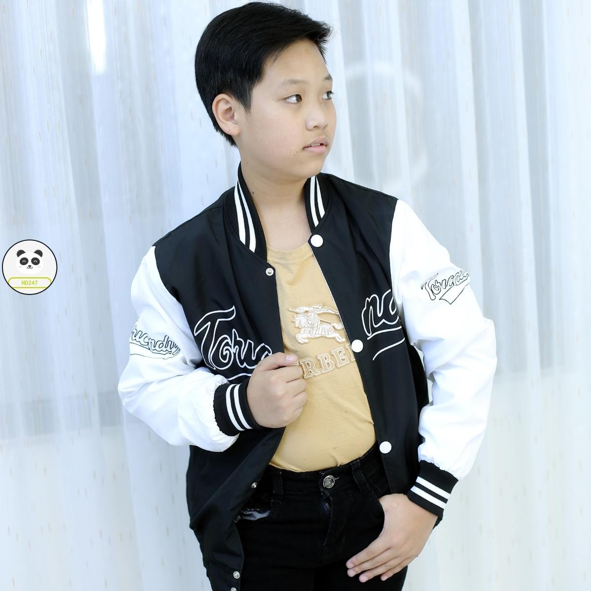 Áo khoác trẻ em bé trai unisex in hình cá tính size đại form 14 42kg 0318 D