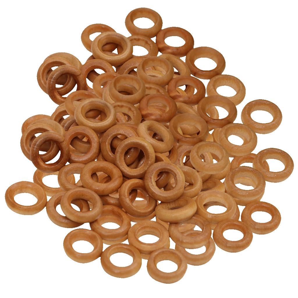 100Pcs Natual Unfinished Wooden Loop Ring Wood Ring Jewelry Making DIY Craft