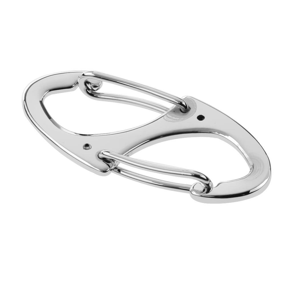 Mini Quick Release Carabiner 8-Shaped Clip Hook Keyring Camping Clasp Hook Black/ Silver