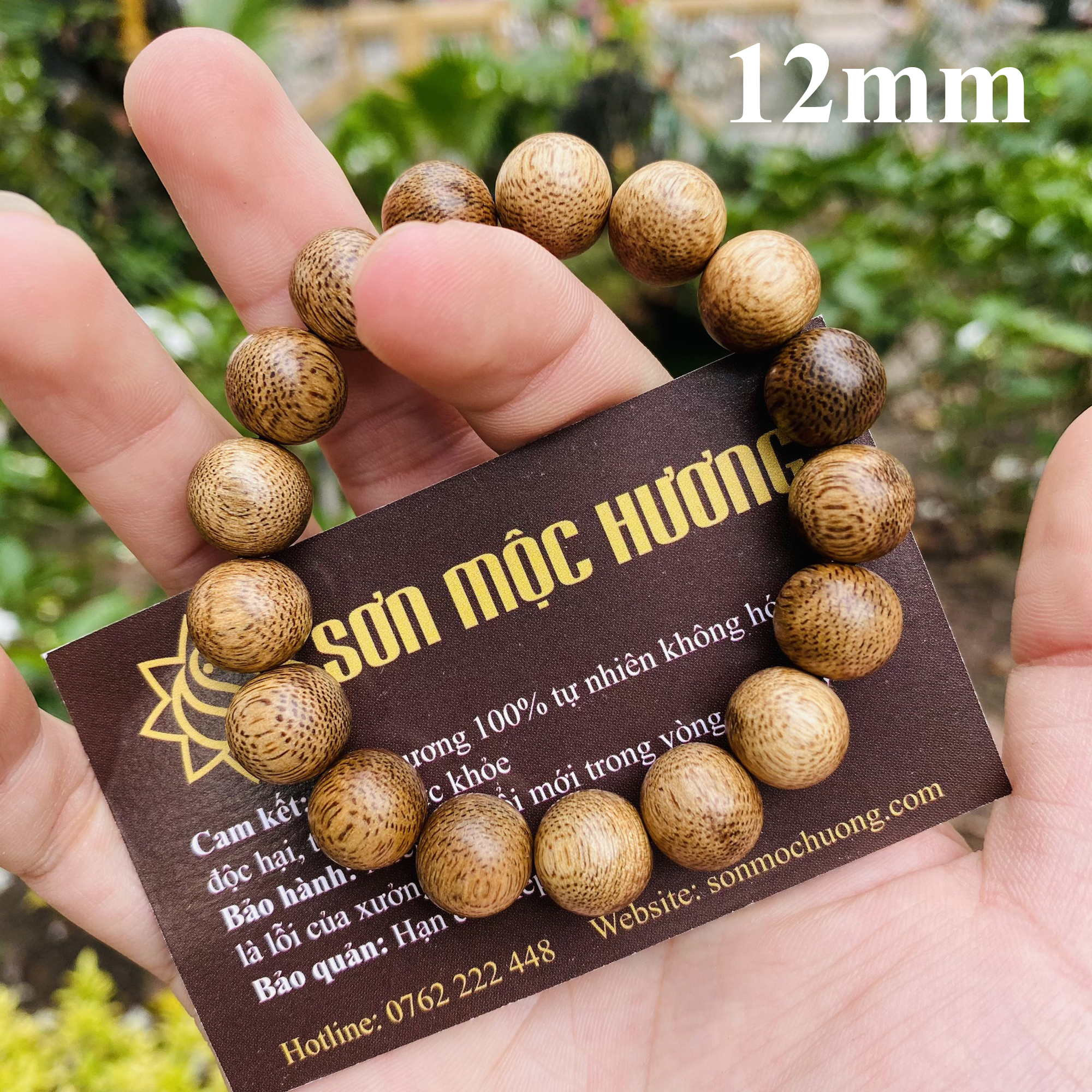 [TẶNG 1 HẠT DỰ PHÒNG] Vòng tay trầm hương tốc phong thủy tròn đơn nam 12mm 17 hạt Sơn Mộc Hương mang lại may mắn, bình an và tài lộc cho người đeo