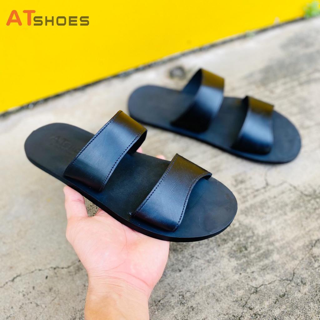 Dép da nam cao cấpDA BÒ THẬTDép sandal nam Hàng Thiết Kế Trẻ Trung Atshoes QN204