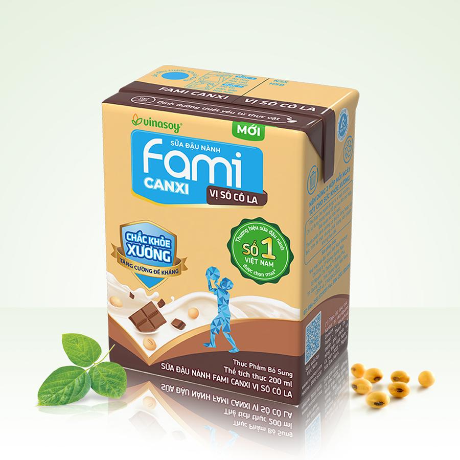 Thùng sữa đậu nành Fami Canxi Vị sô cô la hộp