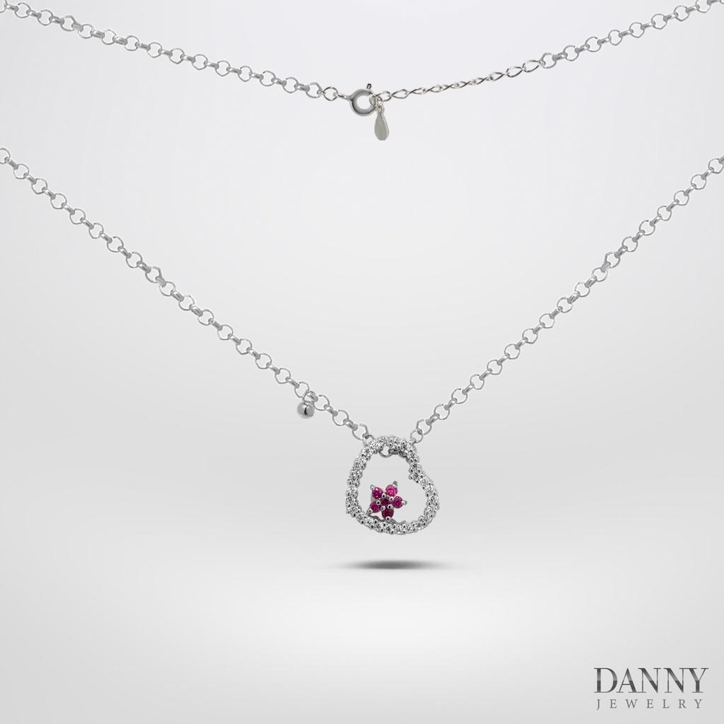 Dây Chuyền Có Mặt Danny Jewelry Bạc 925 Xi Vàng Hồng/Rhodium Đính Đá CZ Hình Trái Tim DM046