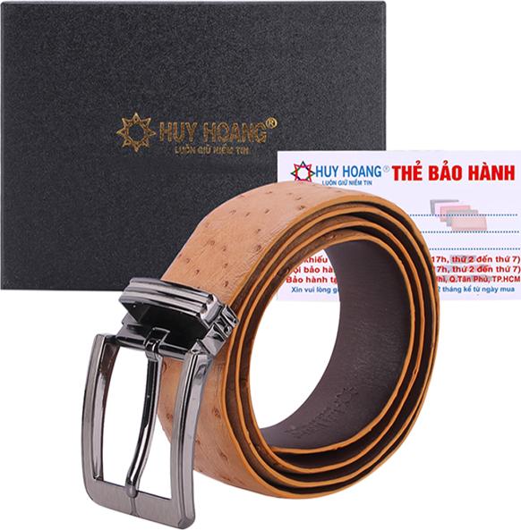 Thắt Lưng Nam Da Đà Điểu Bản Lớn Da Hột Đầu Kim Huy Hoàng HT4440 - Vàng Bò