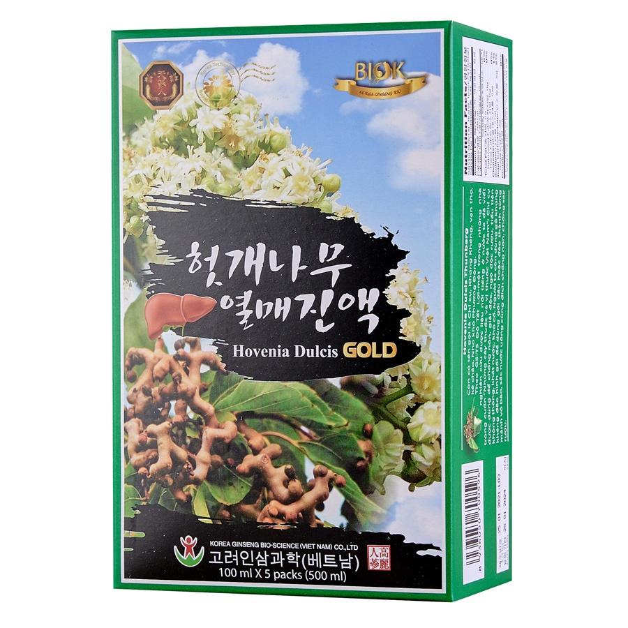 Nước uống Hovenia Dulcis Gold Bổ Gan, Mát Gan (100 ml x 5 gói)