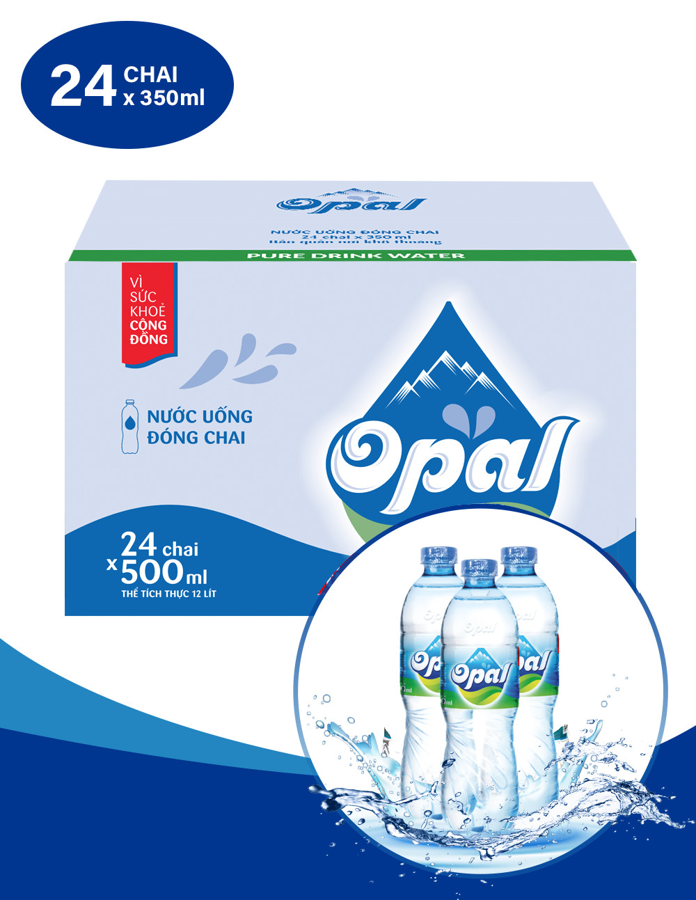 1 Thùng nước tinh khiết opal 500ml ( 24 chai/ thùng )