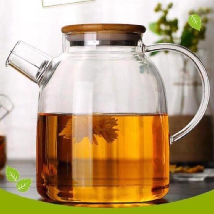 Ấm trà thủy tinh nắp tre 1600ml