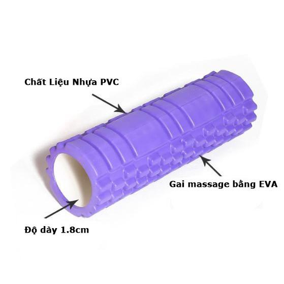 Ống Lăn Tập Yoga Có Gai Massage Dạng Bằng Thư Giãn Kích Thước 33x14cm Đại Nam Sport