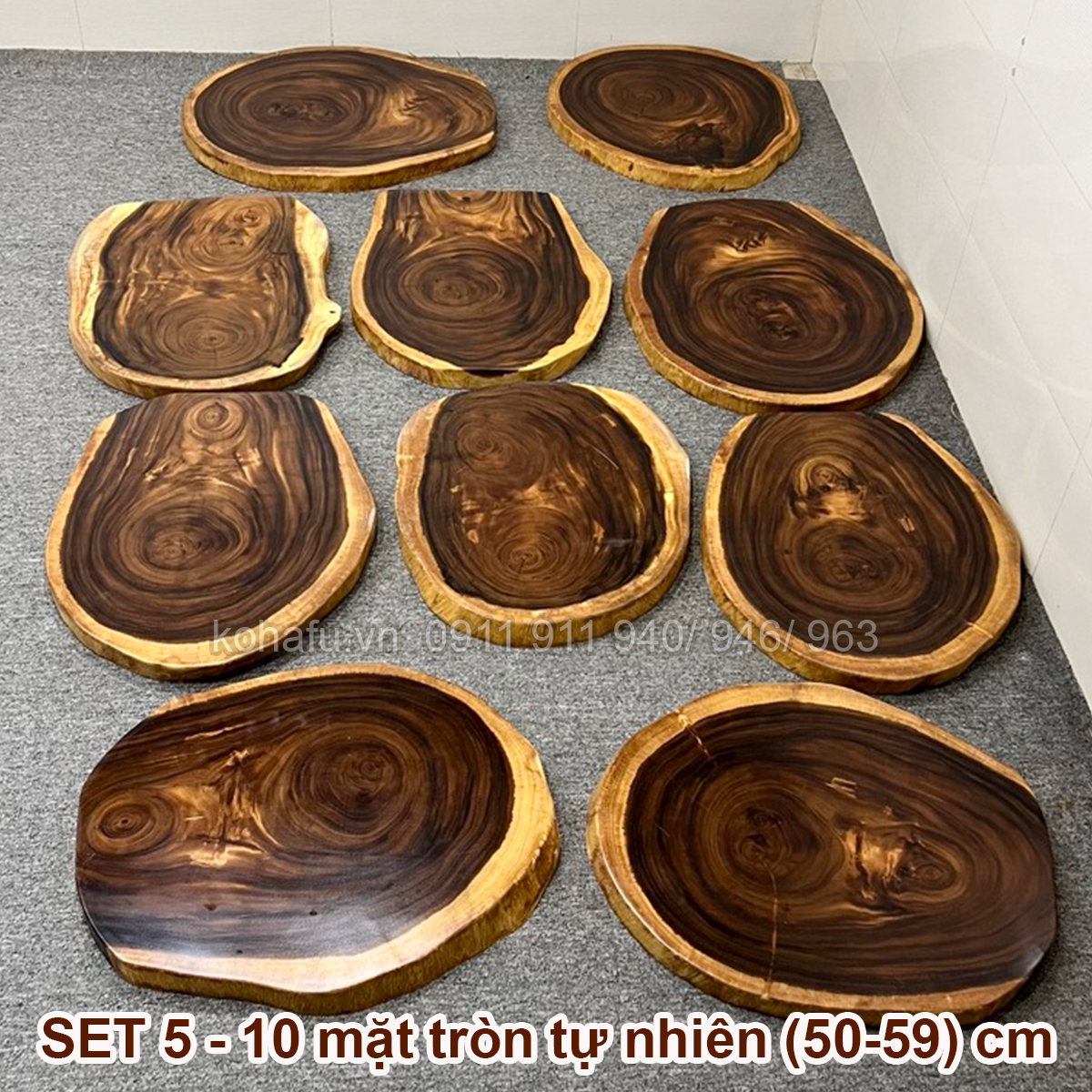 COMBO 10 MẶT BÀN TRÒN CAFE TỰ NHIÊN GỖ ME TÂY NGUYÊN TẤM ĐƯỜNG KÍNH (50-59) - KOHAFU