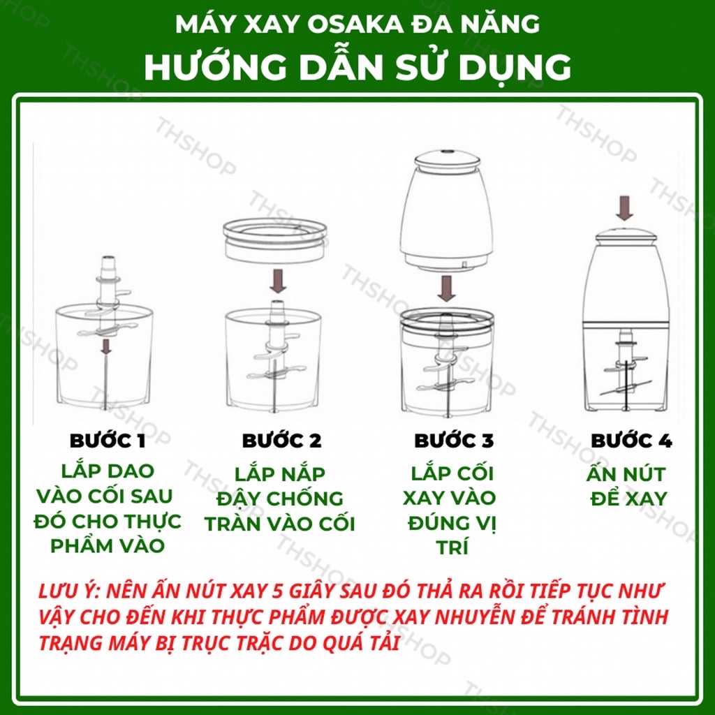 Máy xay thịt , cá đa năng OSAKA , máy xay đá , hoa quả , với 4 lưỡi dao siêu tốc nhỏ gọn và tiện lợi