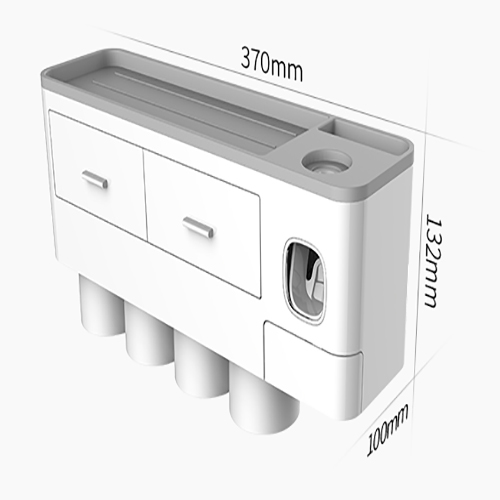 KỆ ĐỂ KEM ĐÁNH RĂNG VÀ BÀN CHẢI THÔNG MINH 4 CỐC CÓ NHẢ KEM ĐÁNH RĂNG TỰ ĐỘNG KÈM CỐC HÚT TỪ TÍNH