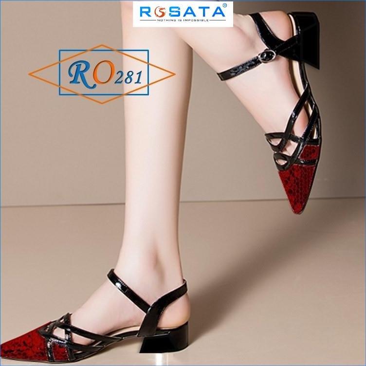 Giày sandal nữ cao gót 3 phân hai màu đen hàng hiệu rosata ro281 - HÀNG VIỆT NAM CHẤT LƯỢNG QUỐC TẾ