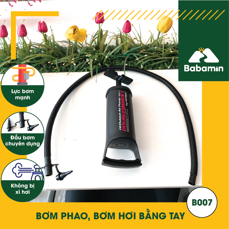 Bơm Phao, Bơm Hơi Bằng Tay Mini - Babamin - Bơm Nệm, Đầu Bơm Chuyên Dụng - B007