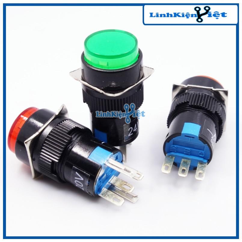Nút Nhấn Đề 15mm-220VAC AL6- A Nhấn Giữ Có Đèn