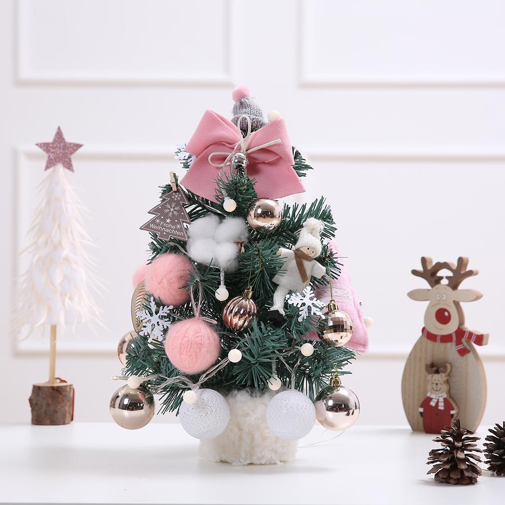 14" Christmas Tree Home Shopping Mall Windowsill Table Xmas Tree Decor Pink