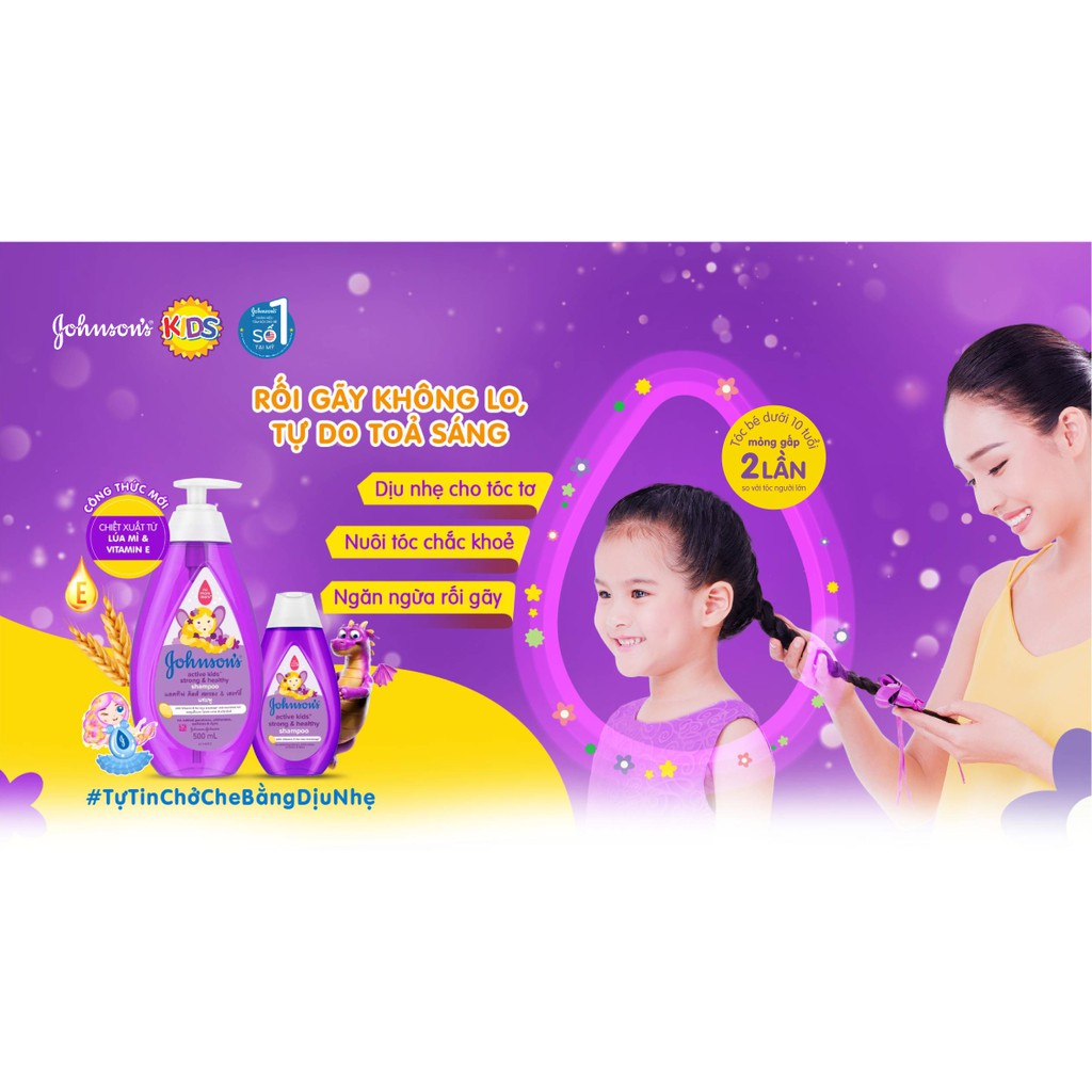 Dầu Gội Giúp Tóc Chắc Khỏe Cho Bé Gái Johnsons Active Kids Strong Healthy Shampoo - Dung tích 500ml