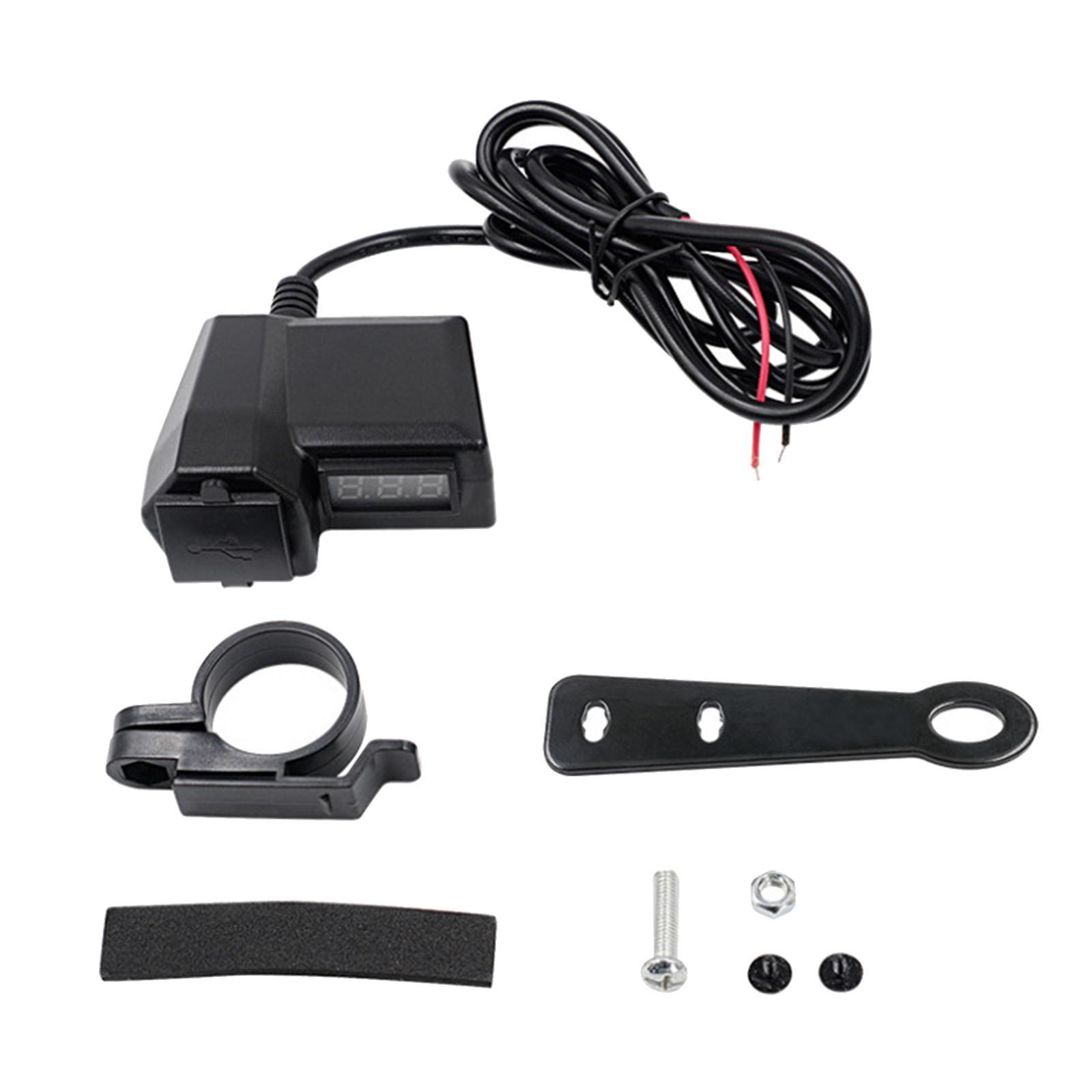 Motorcycle USB Charger Handlebar or Rear View Mirror Mounting Power Adapter