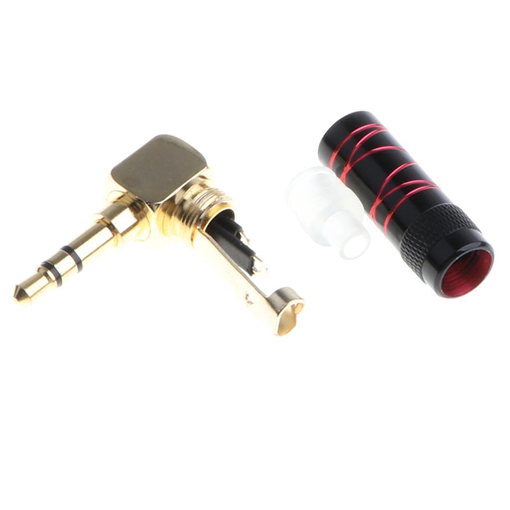 2-6pack 3.5mm Right Angle Male Plug Gold Plated Solder Connector for Phone Red