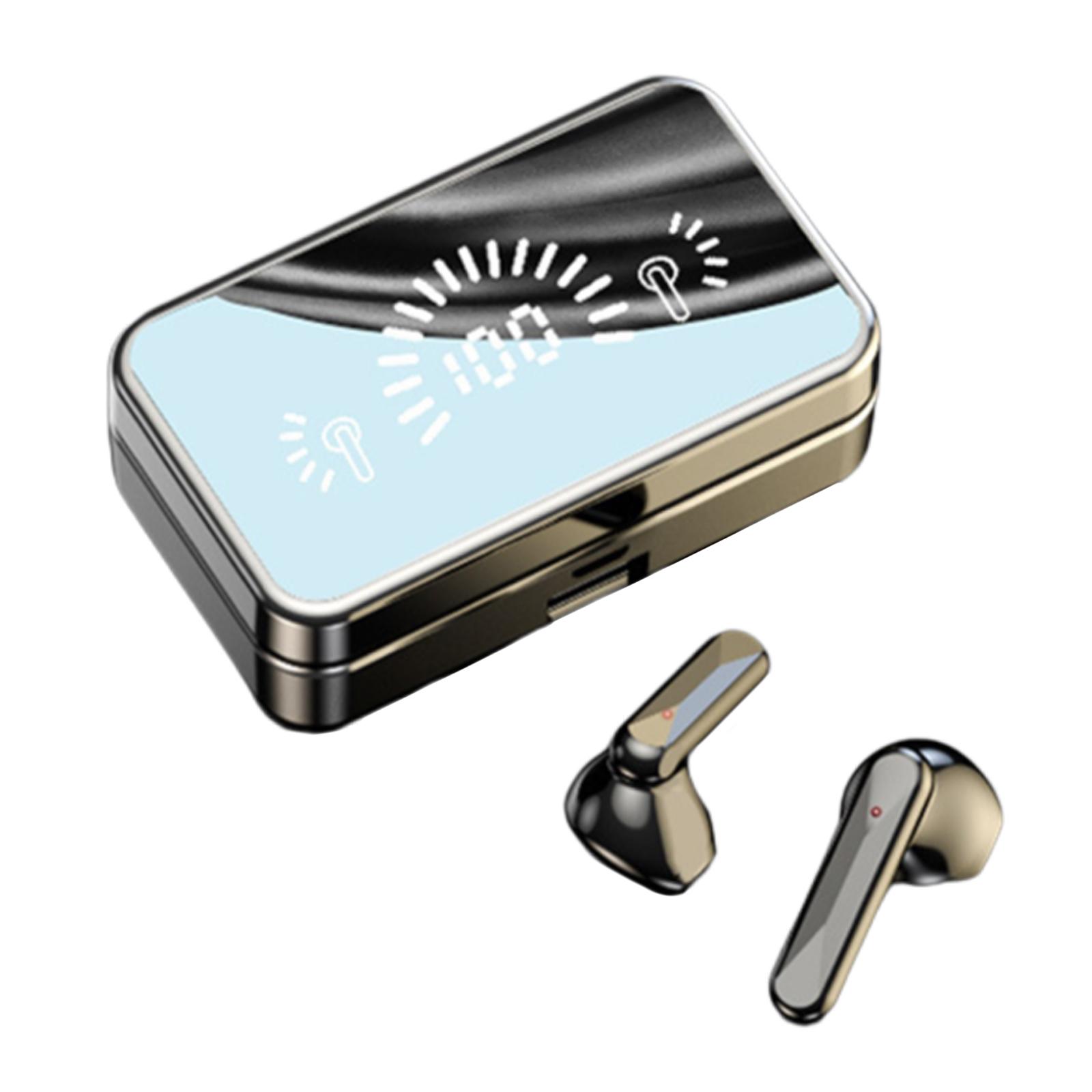 Mini Wireless Earbuds Earphones Touch Function Headphones Lightweight Heavy Bass Mirror with HD Mic Meeting