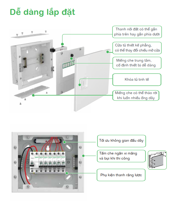 Tủ điện kim loại âm tường Acti9 Schneider (dùng cho 12,16 module)