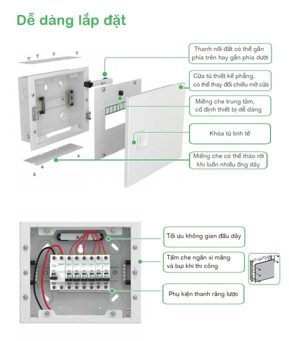Tủ điện kim loại âm tường Acti9 Schneider