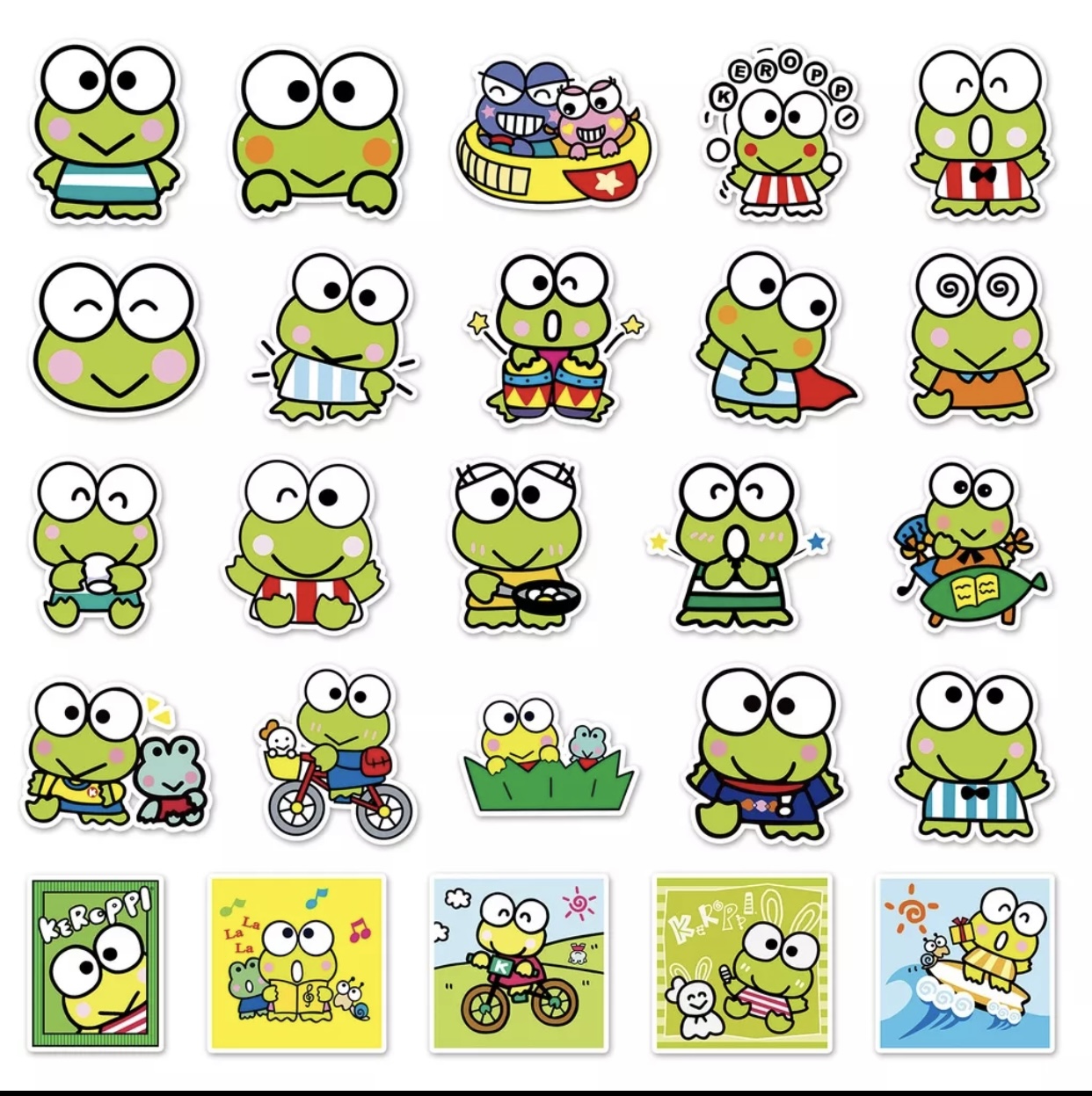 Bộ 50 Miếng Dán Hình Sanrio Keroppi Vui Nhộn Chống Thấm Nước Trang Trí Bình Nước/Laptop/Sổ tay…