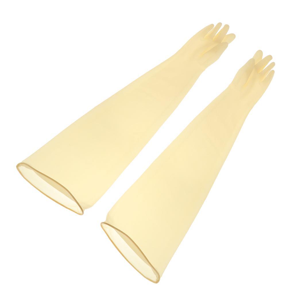 2x1 Pair 70cm Industrial Anti Acid Alkali Rubber Gloves Yellow 700x160x1.0mm