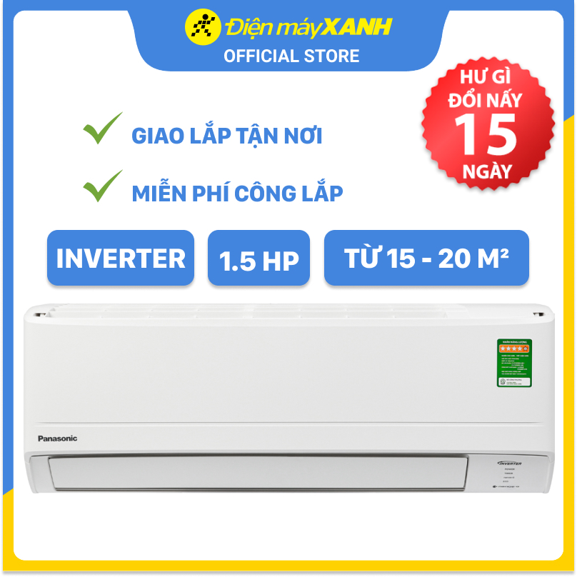 Máy lạnh Panasonic Inverter 1.5 HP CU/CS-PU12WKH-8M - Hàng chính hãng