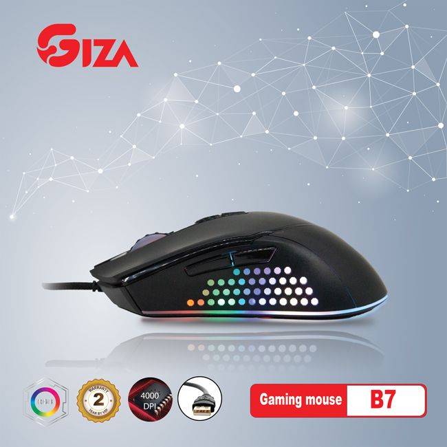 Chuột chuyên game GIZA B7 - cổng USB HN Led RGB Gaming 4000 DPI - HÀNG NHẬP KHẨU