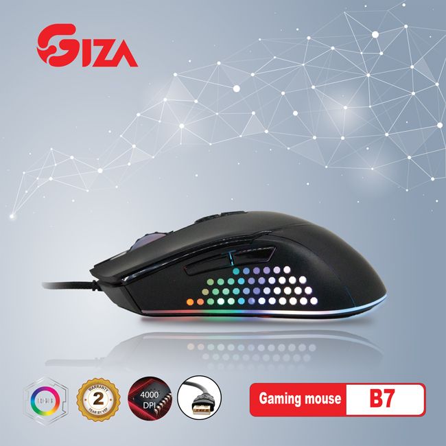 Chuột chuyên game GIZA B7 -  cổng USB HN Led RGB Gaming 4000 DPI - HÀNG NHẬP KHẨU