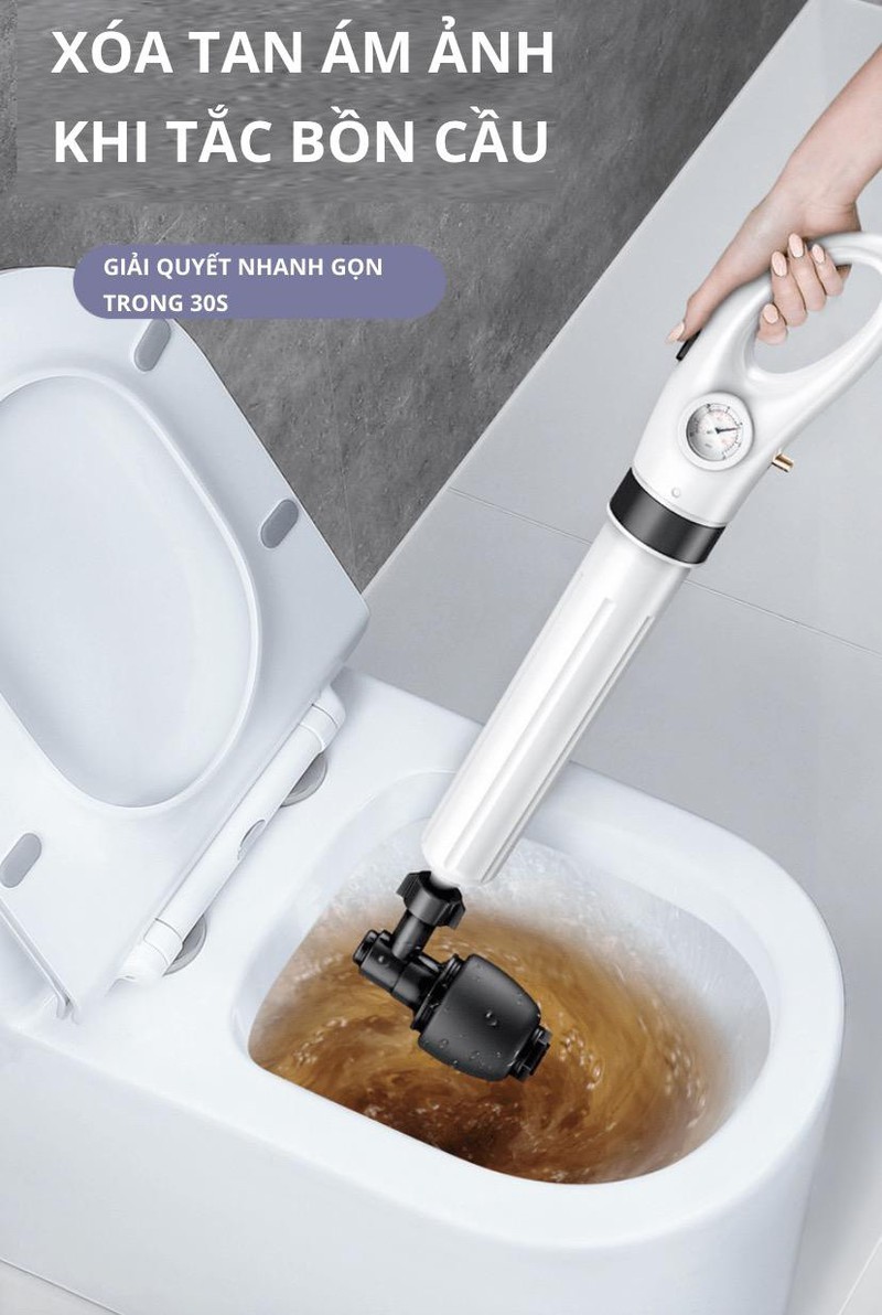 Máy thông tắc bồn cầu với một nút ấn EuroHome