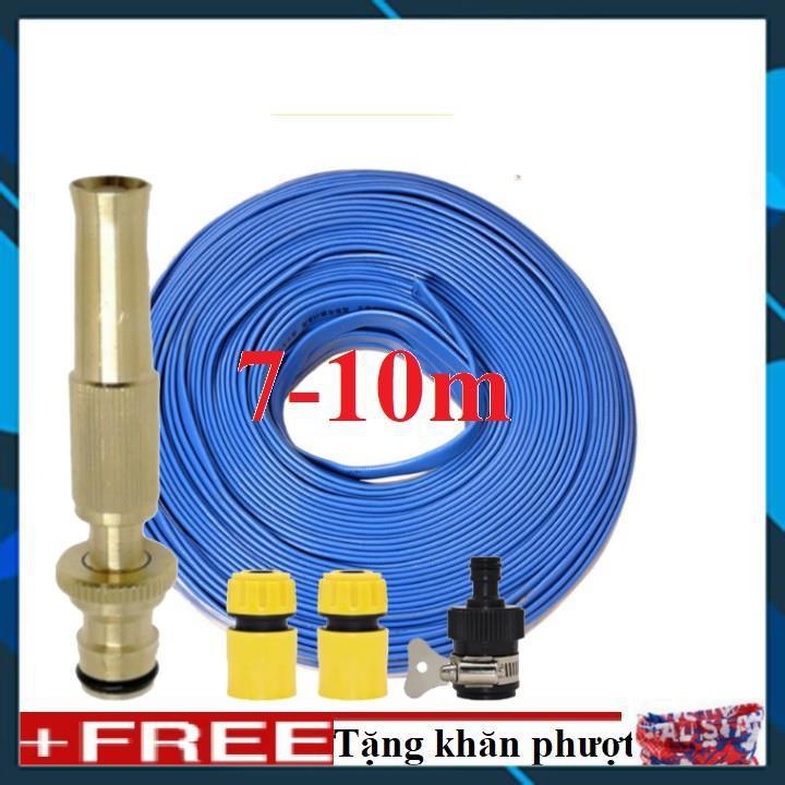Vòi Xịt️ Bộ dây vòi xịt nước rửa xe, tưới cây , tăng áp 3 lần, loại 7m, 10m 206587 cút sập+ khăn phượt