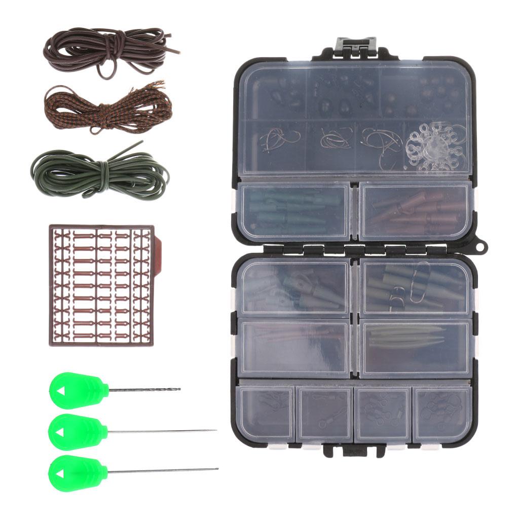 Carp Fishing Weights Tackle Box Safety Tubes Swivels Kits for Hair Rigs